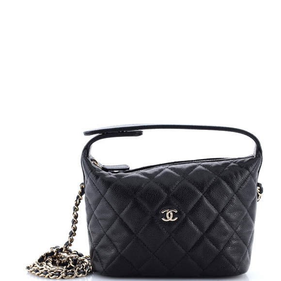 Chanel CC Hobo Clutch with Chain Quilted Caviar - Picture 1 of 5